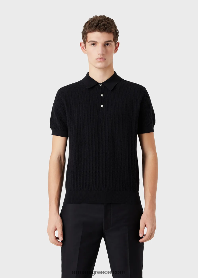 άνδρες Armani τζάμπα με polo-shirt ανάγλυφο γιακά με ανάγλυφο σχέδιο 4046R61249