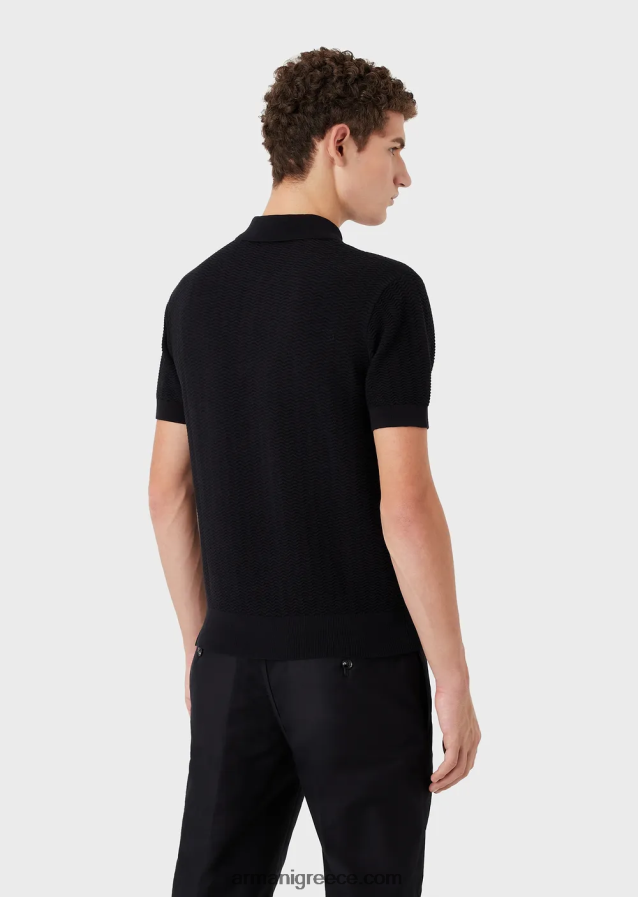 άνδρες Armani τζάμπα με polo-shirt ανάγλυφο γιακά με ανάγλυφο σχέδιο 4046R61249