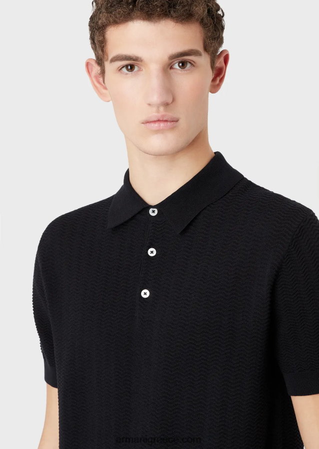 άνδρες Armani τζάμπα με polo-shirt ανάγλυφο γιακά με ανάγλυφο σχέδιο 4046R61249