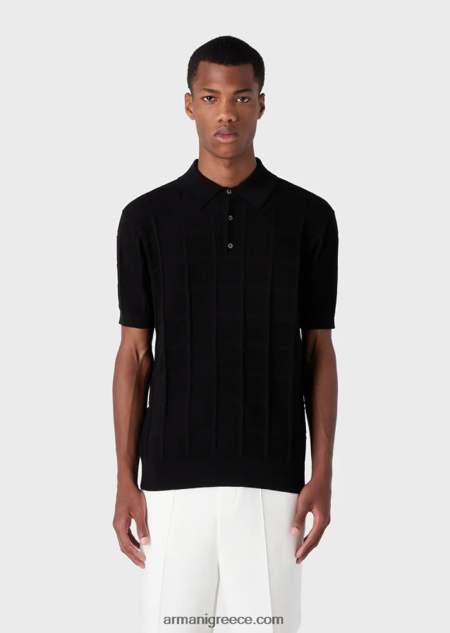 άνδρες Armani τζάμπα με polo-shirt ανάγλυφο γιακά με ανάγλυφο σχέδιο 4046R61250