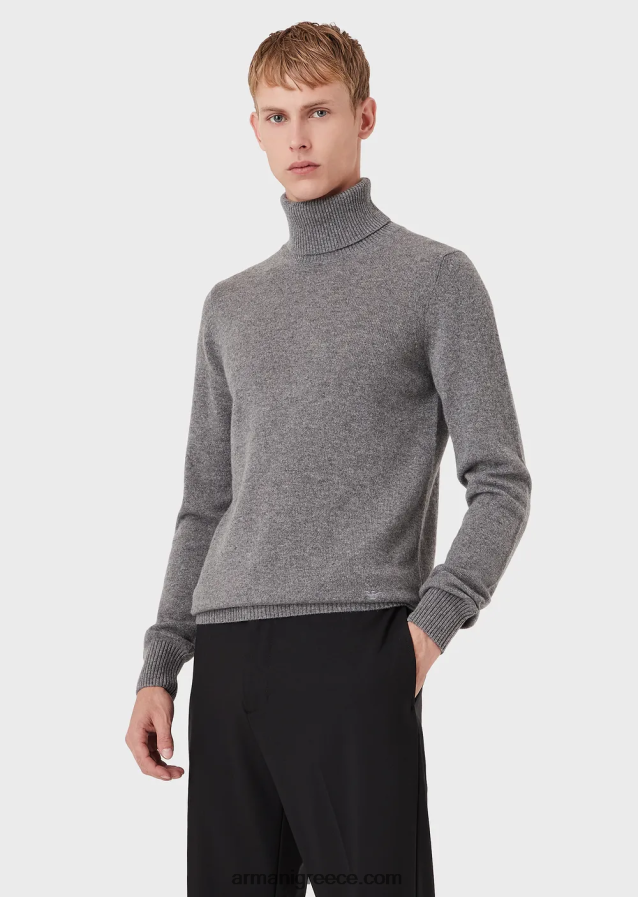 άνδρες Armani αγνό κασμίρι rollneck 4046R61285 γκρί