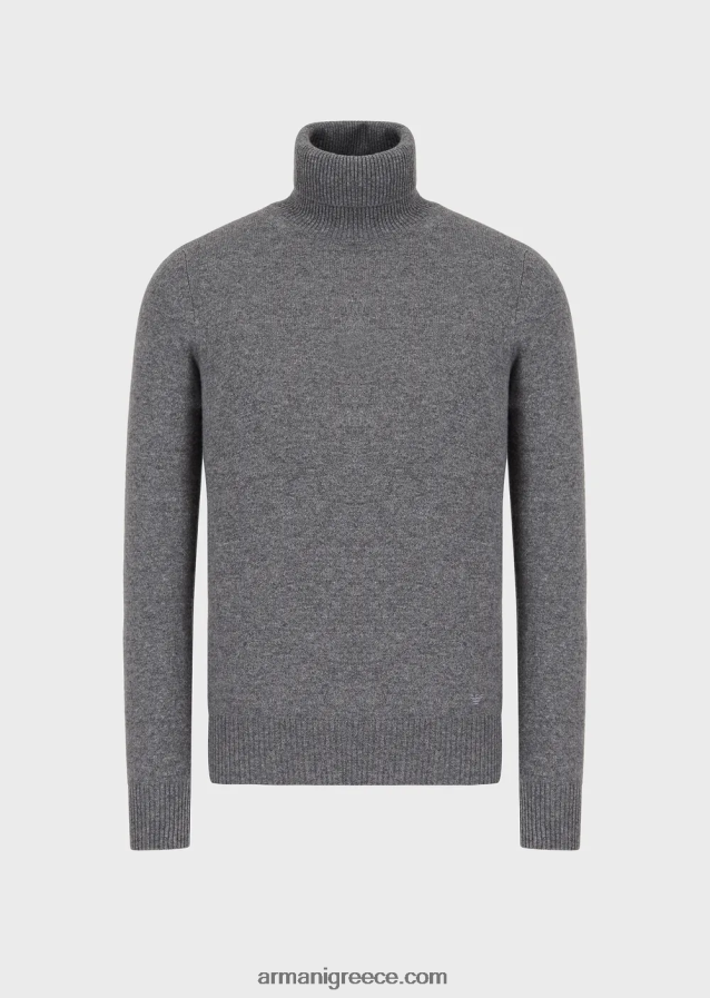 άνδρες Armani αγνό κασμίρι rollneck 4046R61285 γκρί