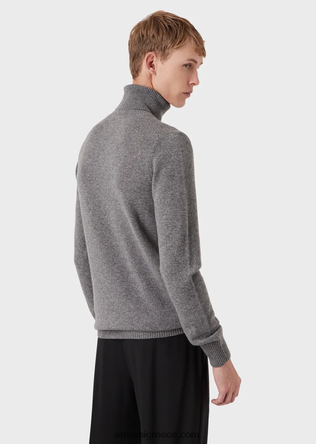 άνδρες Armani αγνό κασμίρι rollneck 4046R61285 γκρί