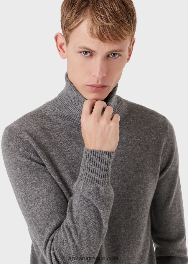 άνδρες Armani αγνό κασμίρι rollneck 4046R61285 γκρί