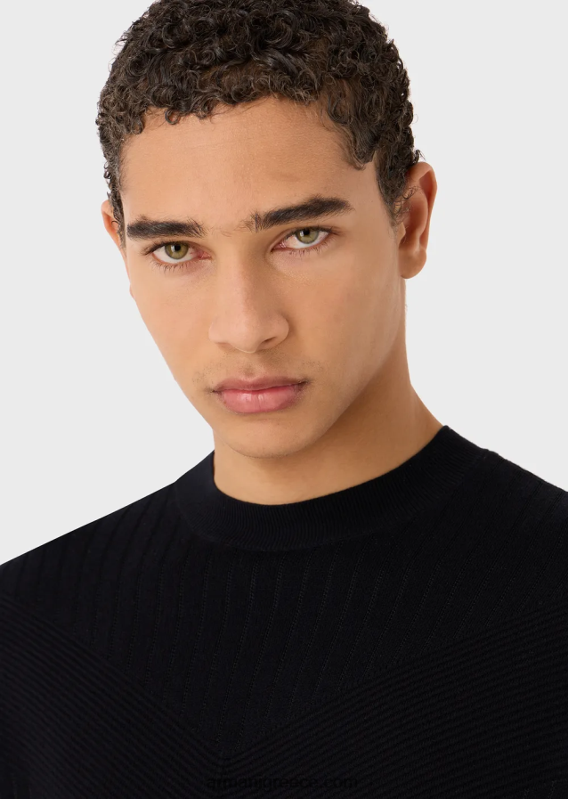 άνδρες Armani μικτή ύφανση άλτης με v intarsia 4046R61240 ναυτικό μπλε