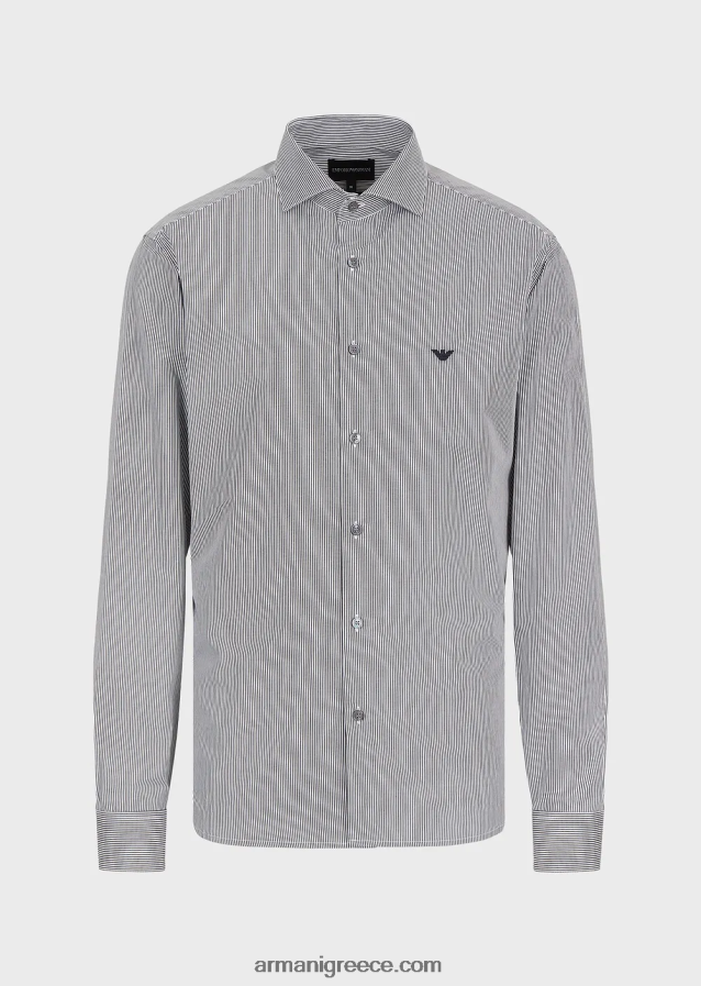 άνδρες Armani βαμβακερό πουκάμισο με μικρο σχέδιο 4046R61069