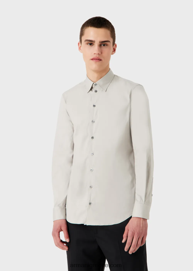 άνδρες Armani ελαστικό τεχνικό υφασμάτινο πουκάμισο 4046R61093 γκρί