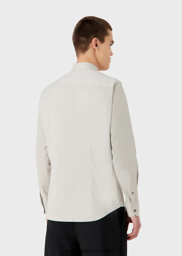 άνδρες Armani ελαστικό τεχνικό υφασμάτινο πουκάμισο 4046R61093 γκρί