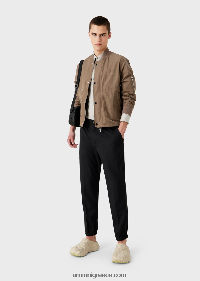 άνδρες Armani ελαστικό τεχνικό υφασμάτινο πουκάμισο 4046R61093 γκρί