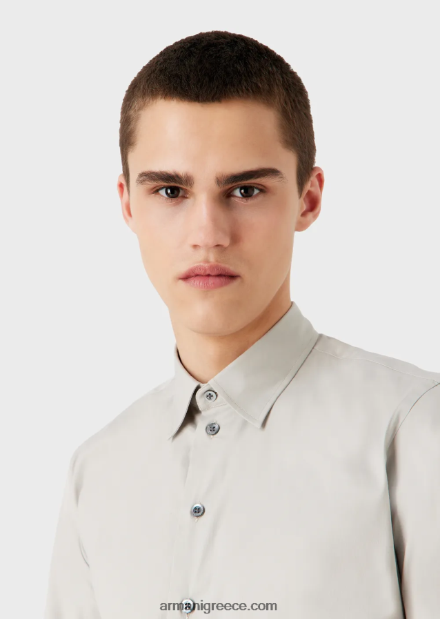 άνδρες Armani ελαστικό τεχνικό υφασμάτινο πουκάμισο 4046R61093 γκρί