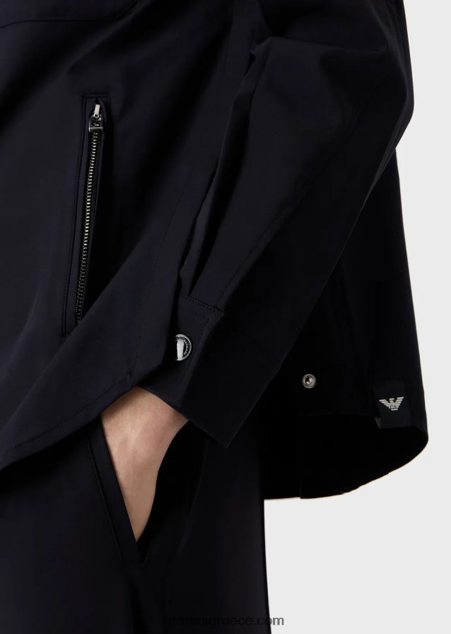 άνδρες Armani διπλής κατεύθυνσης ελαστικό τεχνικό-νάιλον πουκάμισο με τσέπες 4046R61095 ναυτικό μπλε