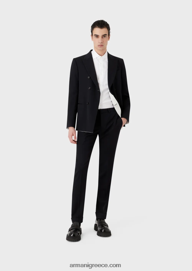 άνδρες Armani βαμβακερό πουκάμισο με λογότυπο ζακάρ παντού 4046R61096 άσπρο