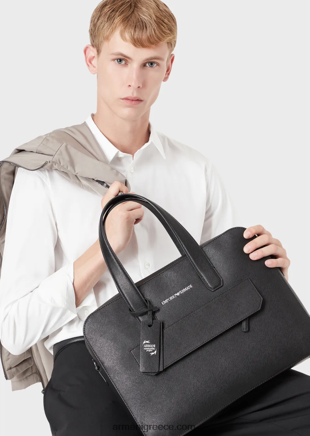 άνδρες Armani ελαστικό πουκάμισο από νάιλον μείγμα με κεντημένο αετό 4046R61102 άσπρο