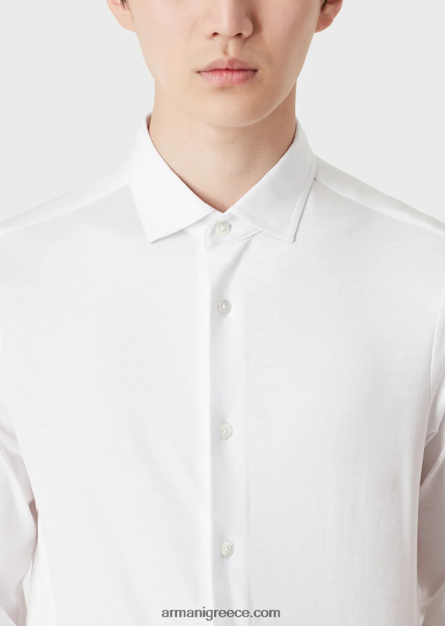 άνδρες Armani πουκάμισο από ζέρσεϊ 4046R61107 άσπρο