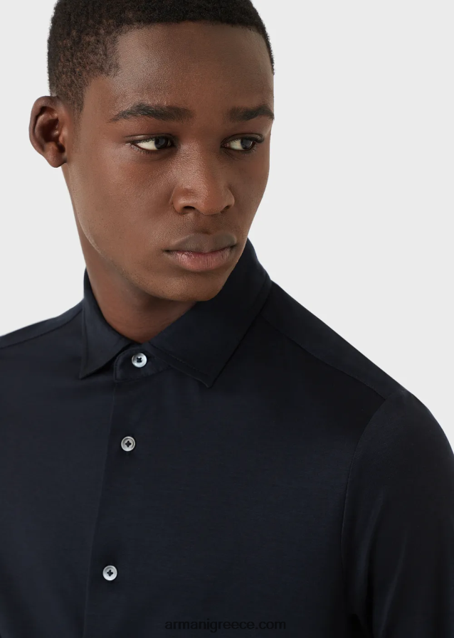 άνδρες Armani πουκάμισο από ζέρσεϊ 4046R61108 ναυτικό μπλε