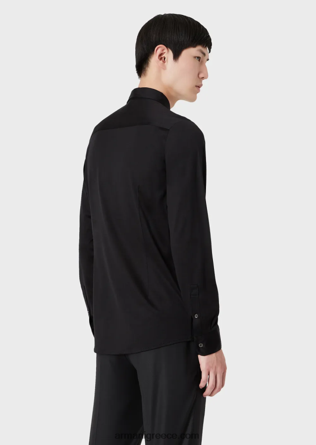 άνδρες Armani πουκάμισο από ζέρσεϊ 4046R61109 μαύρος