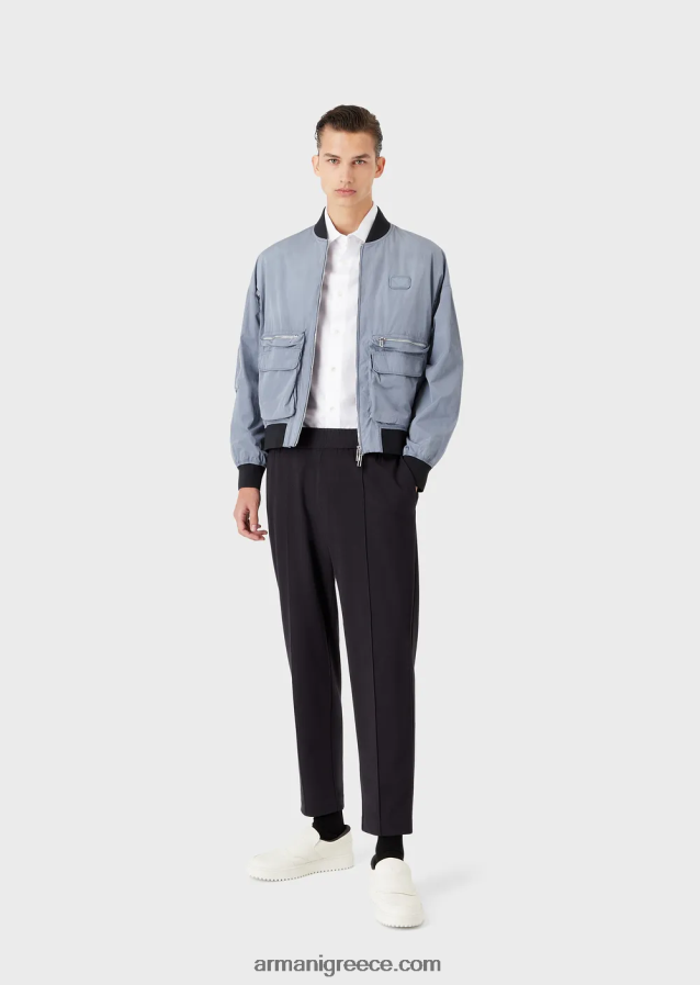 άνδρες Armani κοντομάνικο πουκάμισο από ζέρσεϊ 4046R61117 άσπρο