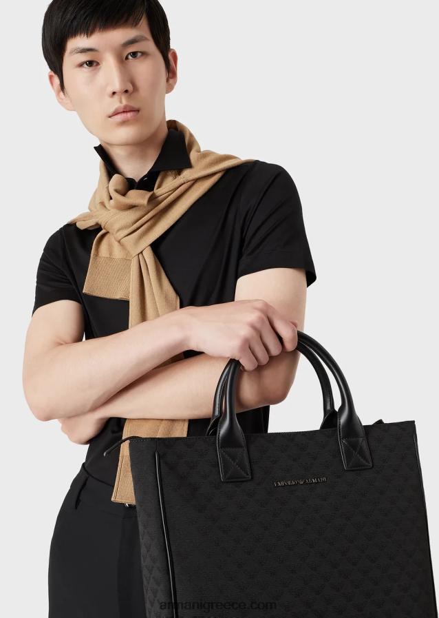 άνδρες Armani κοντομάνικο πουκάμισο από ζέρσεϊ 4046R61118 μαύρος