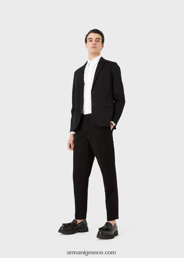 άνδρες Armani μοντέρνο, ελαστικό πουκάμισο από ποπλίνα με σκληρό γιακά 4046R61127 άσπρο