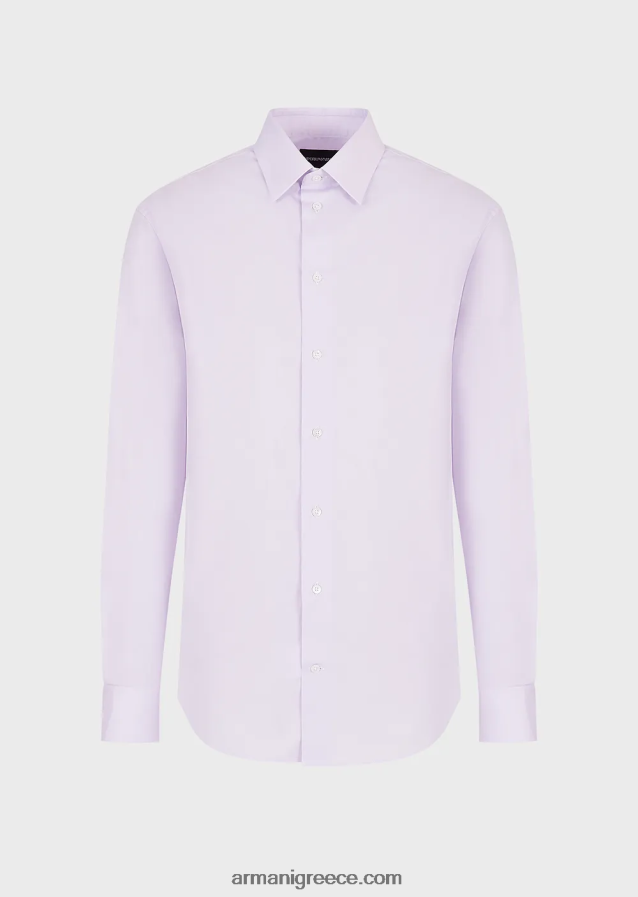 άνδρες Armani μοντέρνο, ελαστικό πουκάμισο από ποπλίνα με σκληρό γιακά 4046R61129 ροζ