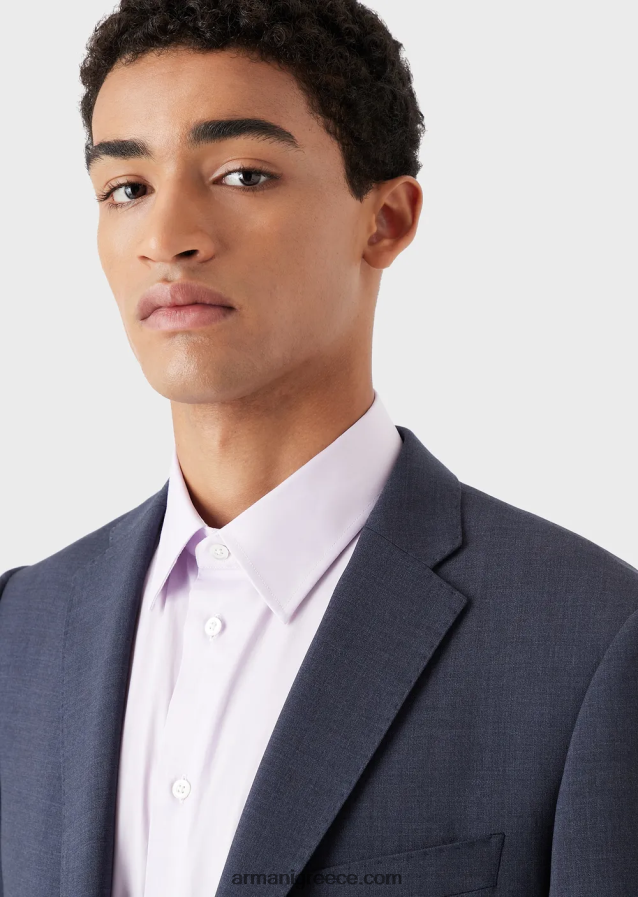 άνδρες Armani μοντέρνο, ελαστικό πουκάμισο από ποπλίνα με σκληρό γιακά 4046R61129 ροζ