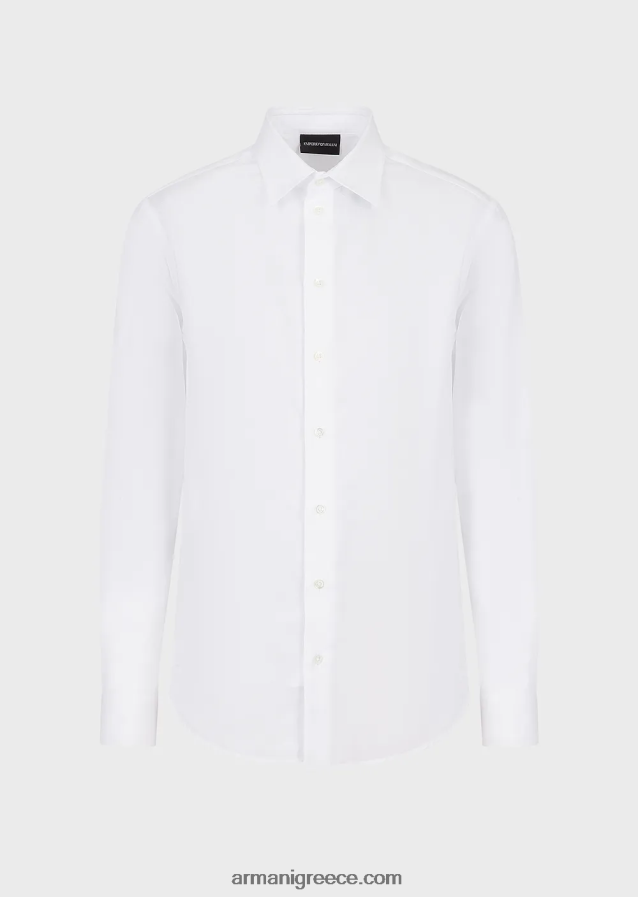 άνδρες Armani πουκάμισο με γεωμετρικό ζακάρ 4046R61145 άσπρο