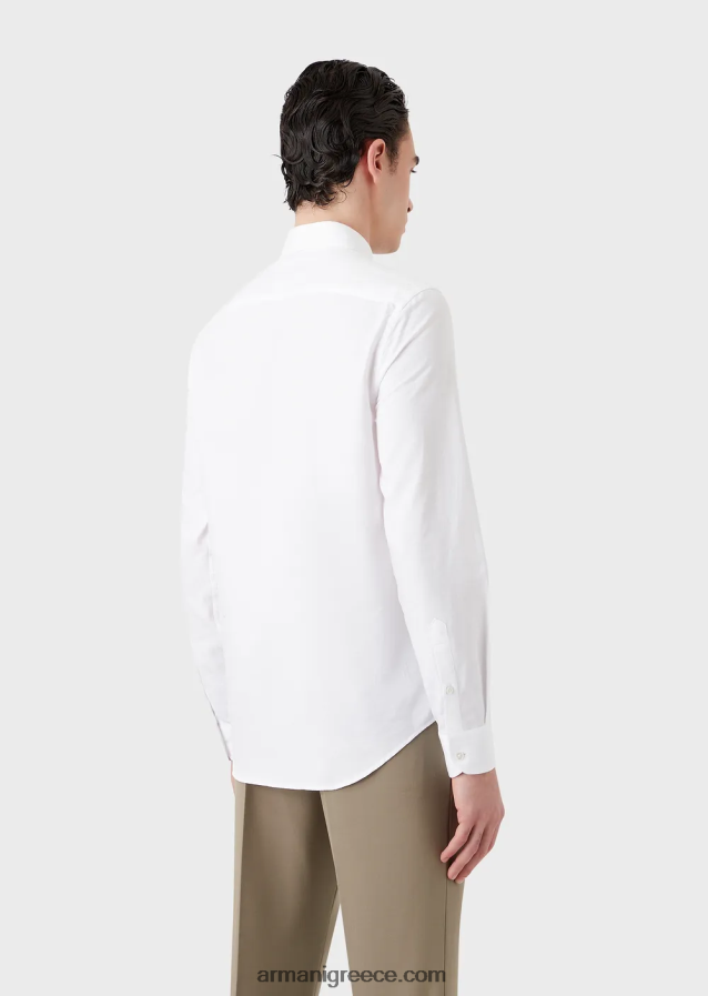 άνδρες Armani πουκάμισο με γεωμετρικό ζακάρ 4046R61145 άσπρο