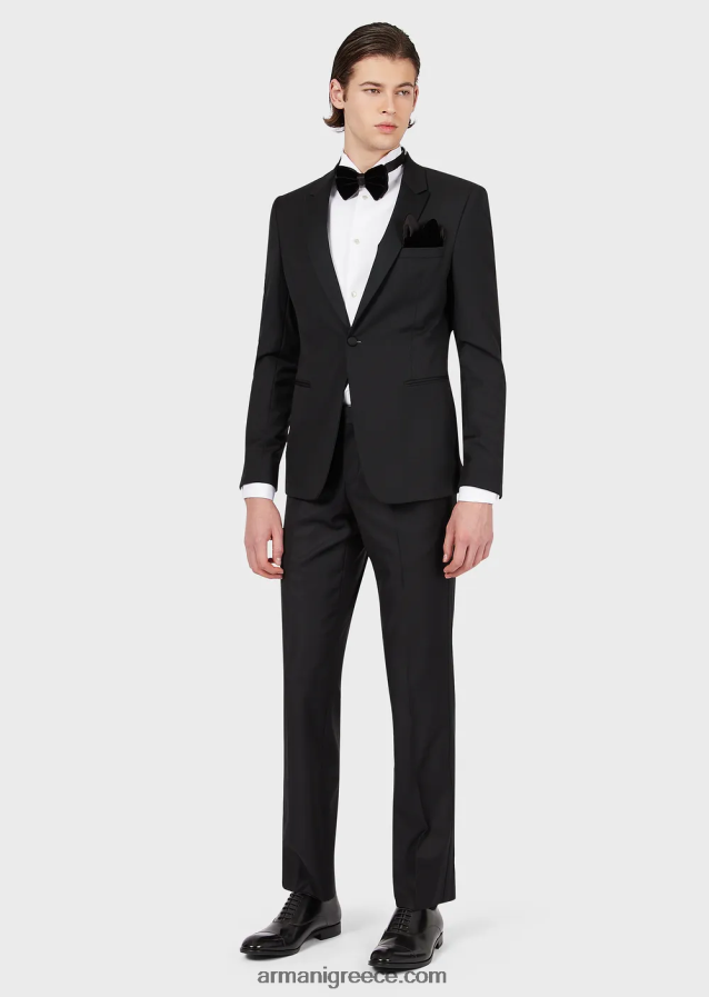 άνδρες Armani Ποπλίνα πουκάμισο με σαλιάρα μπροστά σε κυψελοειδή ύφανση 4046R61147 άσπρο