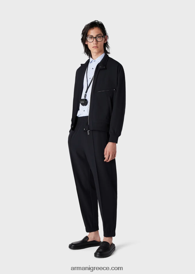 άνδρες Armani fil coupe βαμβακερό πουκάμισο με ζακάρ micro eagle 4046R61070 γαλανός