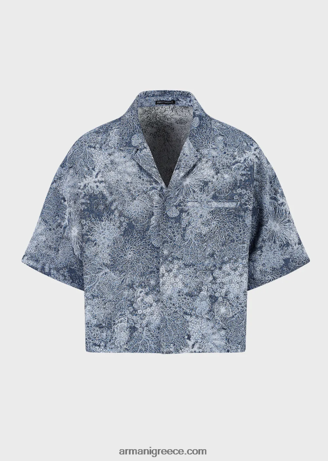 άνδρες Armani κοντομάνικη μπλούζα από ύφασμα gobelin με μοτίβο στο βυθό της θάλασσας 4046R61087