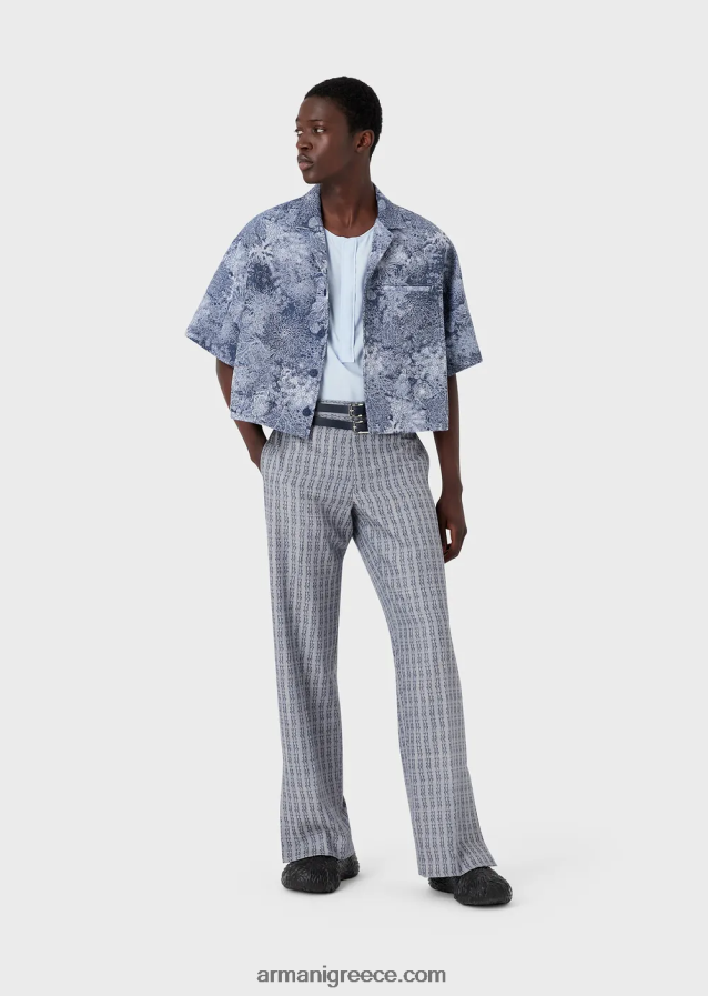 άνδρες Armani κοντομάνικη μπλούζα από ύφασμα gobelin με μοτίβο στο βυθό της θάλασσας 4046R61087