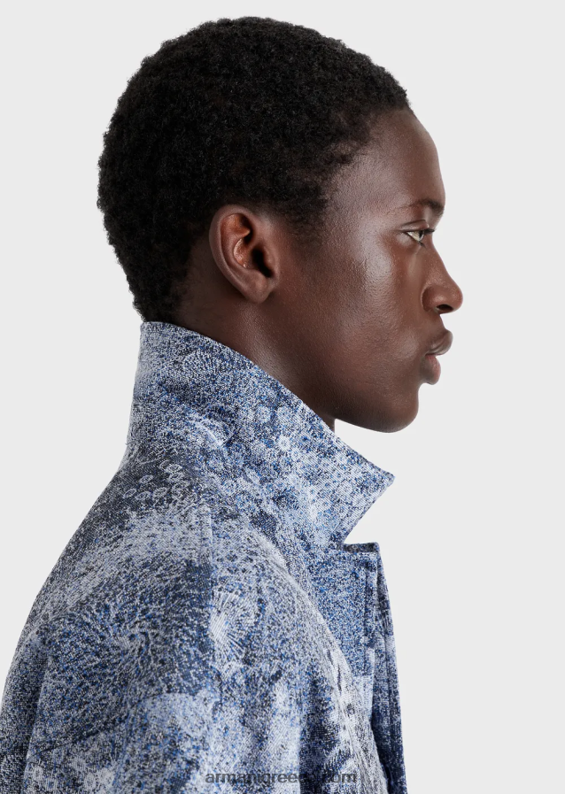 άνδρες Armani κοντομάνικη μπλούζα από ύφασμα gobelin με μοτίβο στο βυθό της θάλασσας 4046R61087