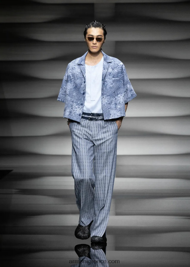 άνδρες Armani κοντομάνικη μπλούζα από ύφασμα gobelin με μοτίβο στο βυθό της θάλασσας 4046R61087