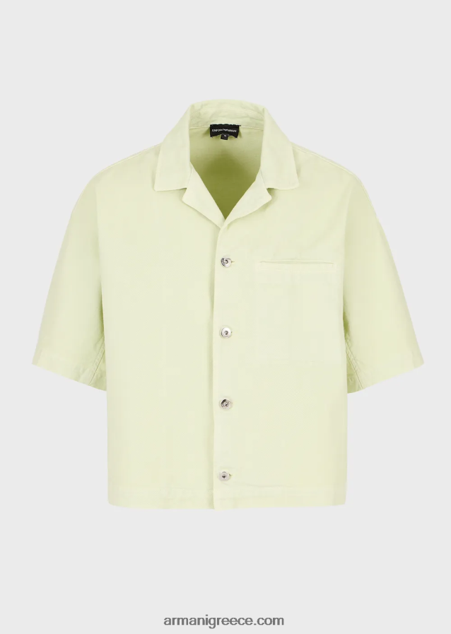 άνδρες Armani κοντομάνικο τζιν μπλουζόν με κέντημα l'amour 4046R61086 πράσινο ασβέστη