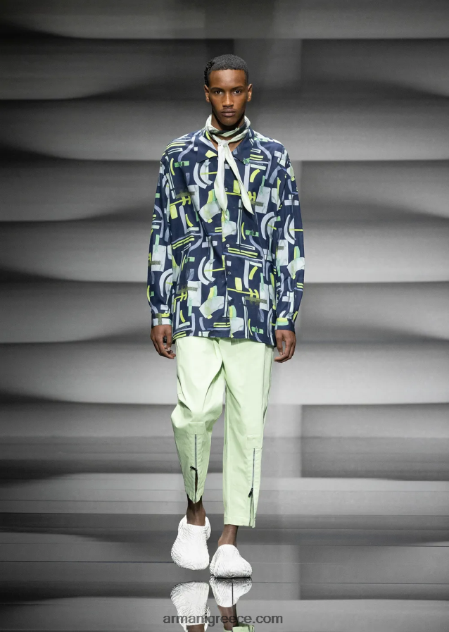 άνδρες Armani Πουκάμισο με μοτίβο lyocell σε όλο το σχέδιο 4046R61090 πρότυπο