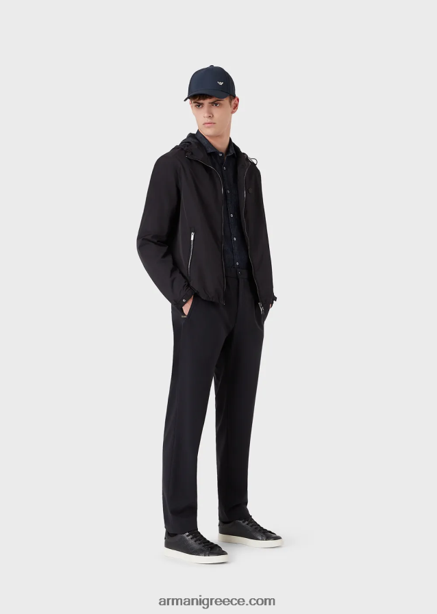 άνδρες Armani Τζιν πουκάμισο με τσέπη και μπάλωμα micro eagle 4046R61106 ναυτικό μπλε