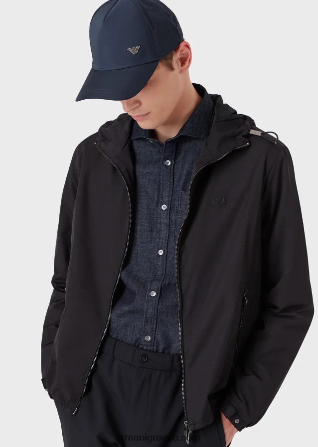 άνδρες Armani Τζιν πουκάμισο με τσέπη και μπάλωμα micro eagle 4046R61106 ναυτικό μπλε