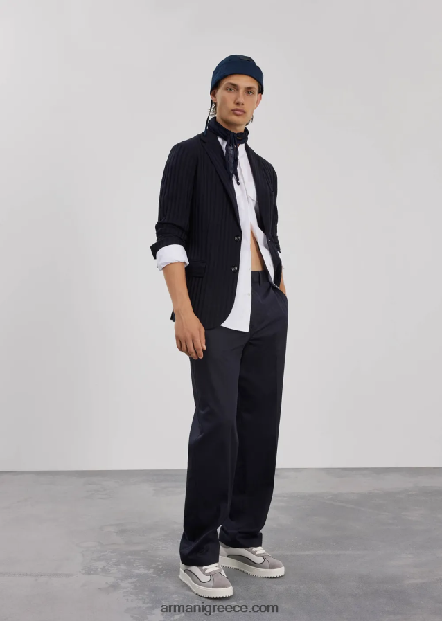 άνδρες Armani Πουκάμισο γκουρού με γιακά pima με τσέπες 4046R61074 άσπρο