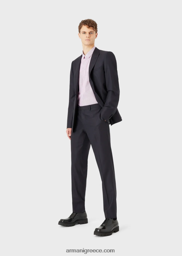 άνδρες Armani ελαστικό βαμβακερό, slim-fit, ριγέ πουκάμισο 4046R61137 ροζ