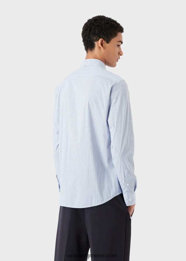 άνδρες Armani ελαστικό βαμβακερό, slim-fit, ριγέ πουκάμισο 4046R61138 ριγέ