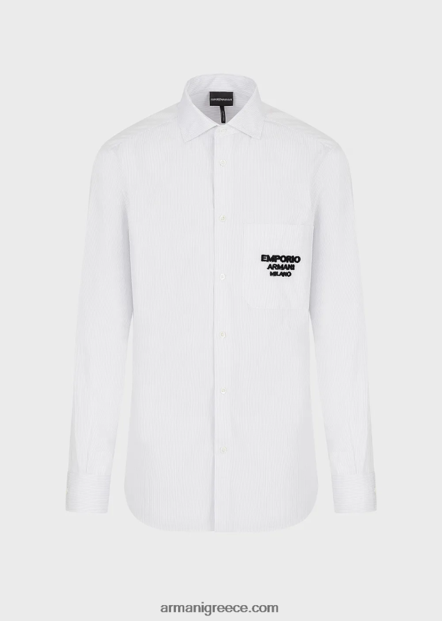 άνδρεςπουκάμισο με λογότυπο emporio armani milano σε ανάγλυφο ύφασμα στην τσέπη 4046R61071 γαλανός