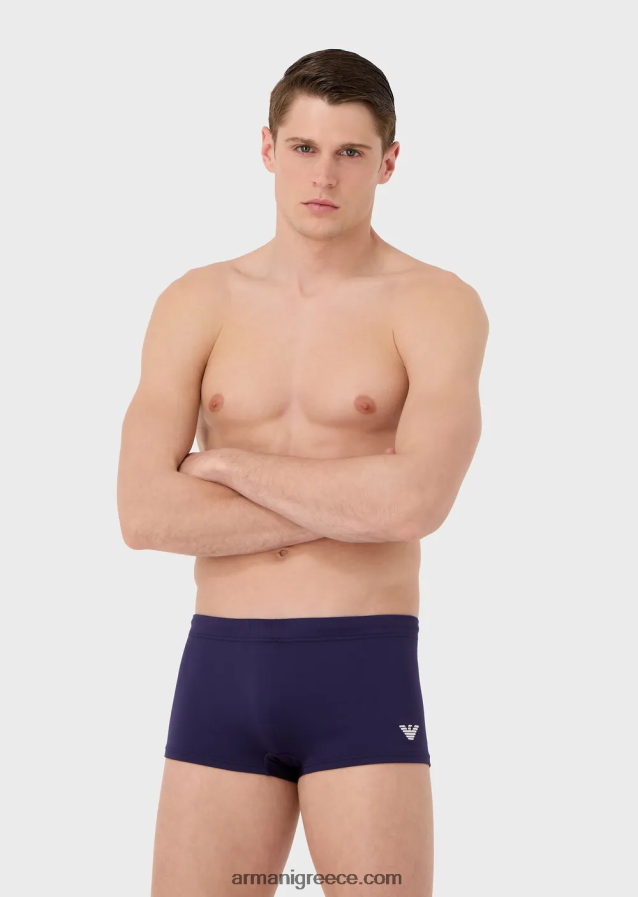 άνδρες Armani ανακυκλωμένο μαγιό από μικροΐνες τετράγωνο πόδι με κεντημένο αετό 4046R61002 avio