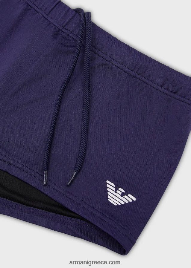 άνδρες Armani ανακυκλωμένο μαγιό από μικροΐνες τετράγωνο πόδι με κεντημένο αετό 4046R61002 avio