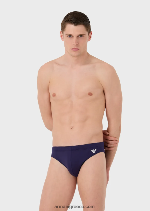 άνδρες Armani Σλιπ μαγιό από ανακυκλωμένες μικροΐνες με κεντημένο αετό 4046R61004 avio