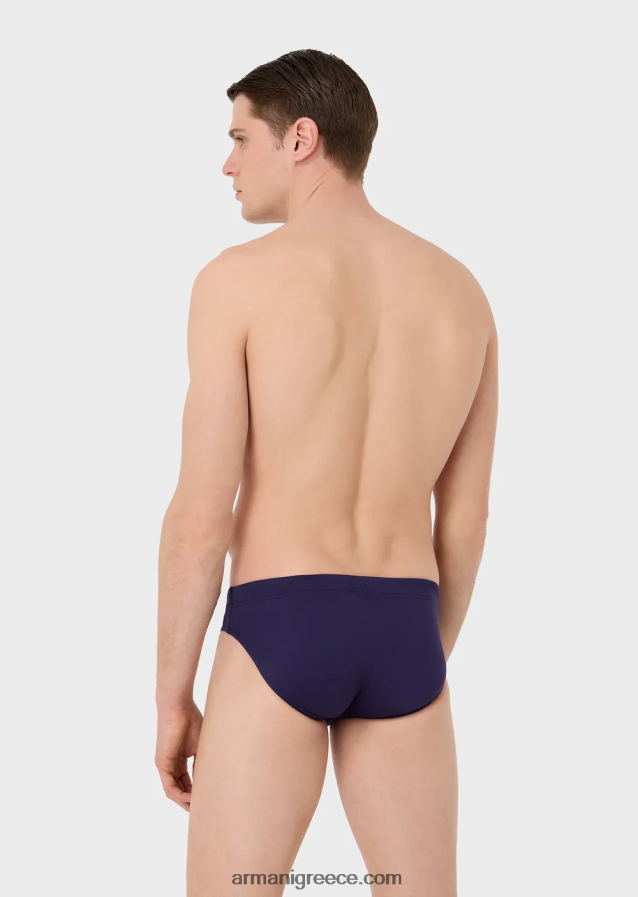 άνδρες Armani Σλιπ μαγιό από ανακυκλωμένες μικροΐνες με κεντημένο αετό 4046R61004 avio