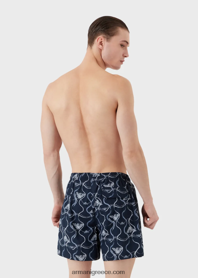 άνδρες Armani μαγιό με κορδόνι περίσφιξης και γραφικό σχέδιο 4046R6983 πρότυπο