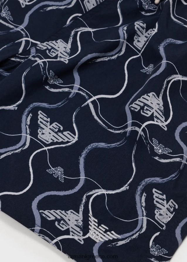 άνδρες Armani μαγιό με κορδόνι περίσφιξης και γραφικό σχέδιο 4046R6983 πρότυπο