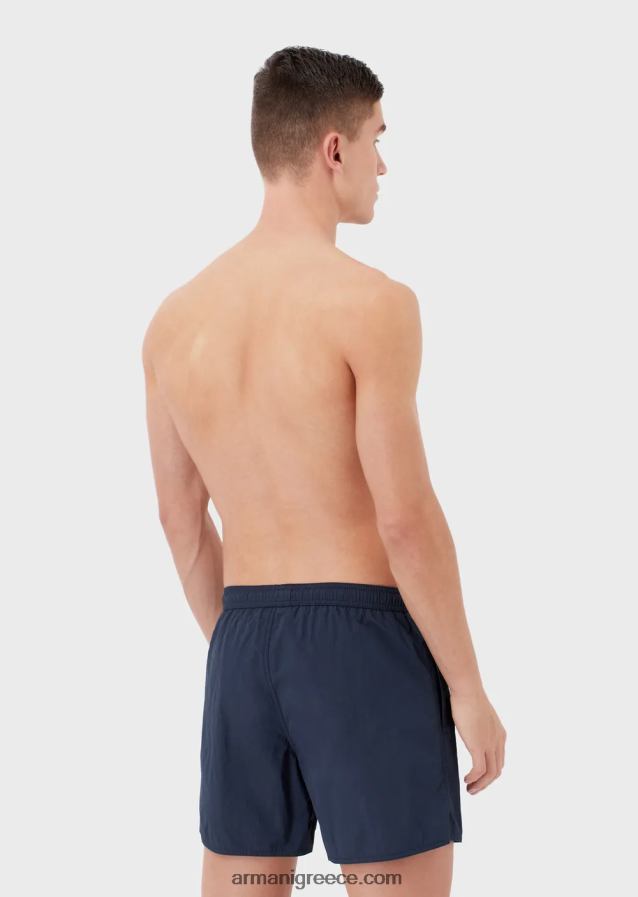 άνδρες Armani μαγιό με κορδόνι περίσφιξης και κεντημένο λογότυπο 4046R6986 ναυτικό μπλε