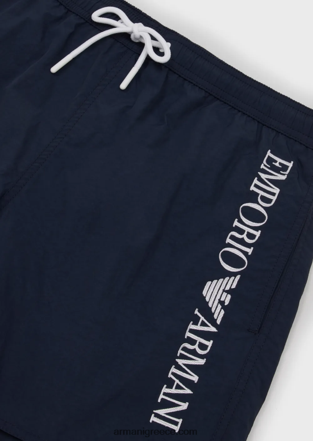 άνδρες Armani μαγιό με κορδόνι περίσφιξης και κεντημένο λογότυπο 4046R6986 ναυτικό μπλε