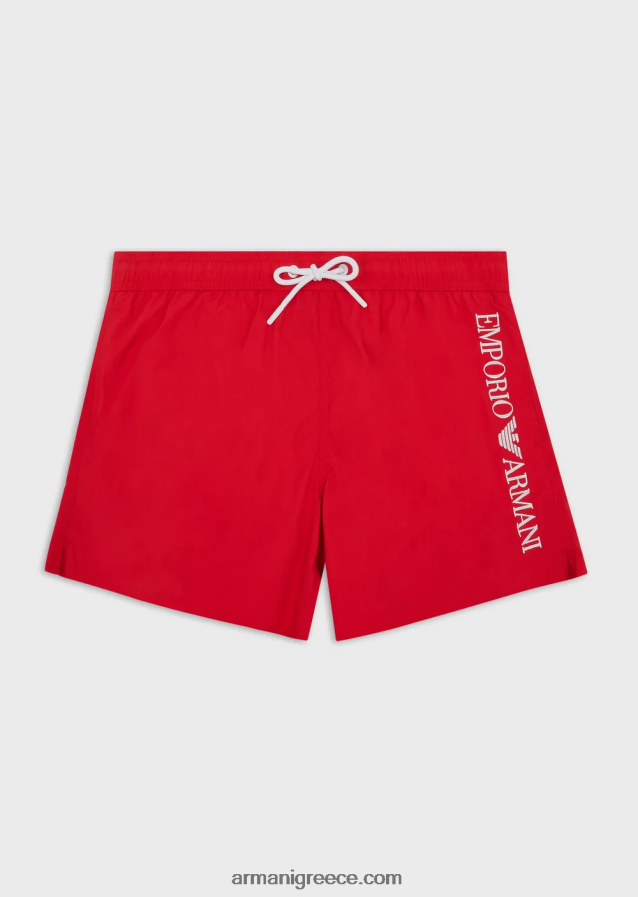άνδρες Armani μαγιό με κορδόνι περίσφιξης και κεντημένο λογότυπο 4046R6987 το κόκκινο